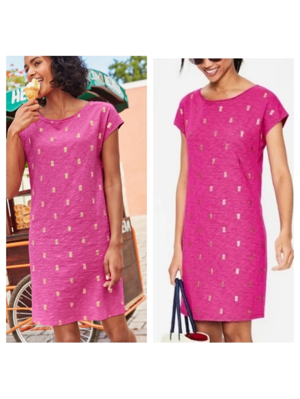 Boden Pink Pineapple T-Shirt Dress